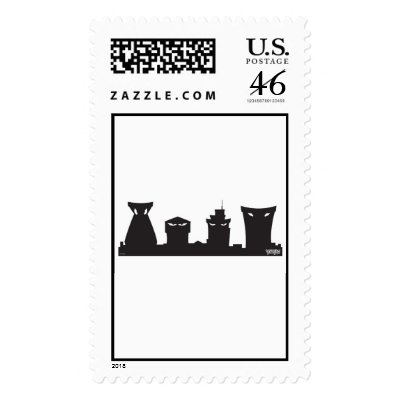 Toontown Cogs skyline Disney stamps