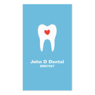 Tooth and heart blue dental dentist business card