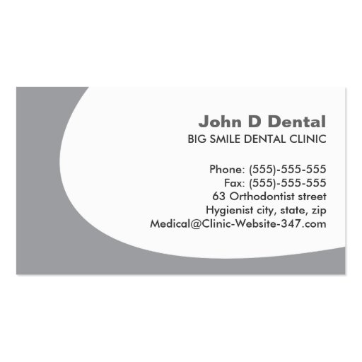 Tooth and heart gray dental dentist business card (back side)