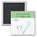 Tooth and Toothbrush with Dental Saying Magnet