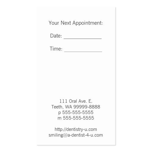 Tooth Business Card (back side)