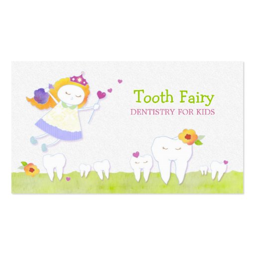 Tooth Fairy Pediatric Dentists Business Cards (front side)