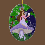 Tooth Fairy Princess on Purple Mushroom Ornament ornaments