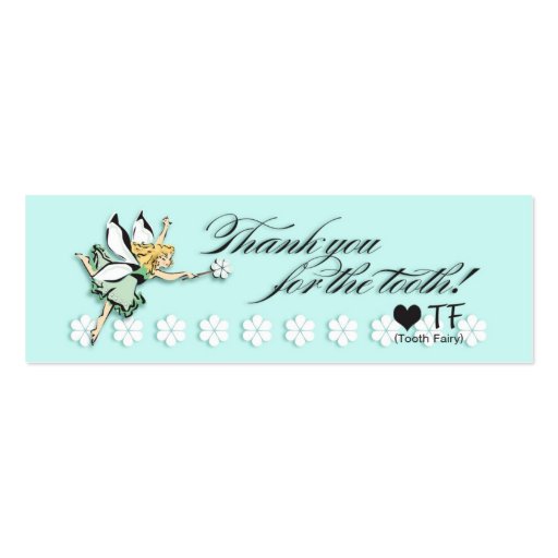 Tooth Fairy Thank You Note Business Card Templates (front side)