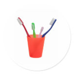 Toothbrushes and cup round stickers