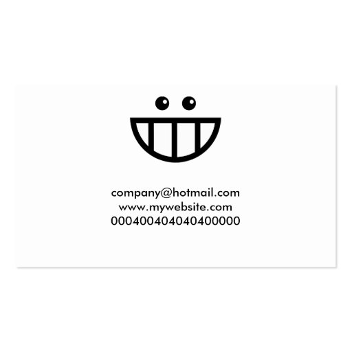 Toothy Face, Company Name Business Card Template (back side)