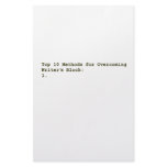 Top 10 Methods for Overcoming Writer's Block Stationery Paper