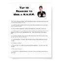 Top 10 Reasons to Hire a S.A.H.M. posters
