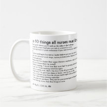 Top 10 things all nurses must know mugs