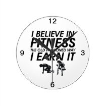 TOP Believe in Fitness Round Wall Clock