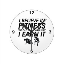 TOP Believe in Fitness Round Wall Clock