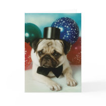 Top Hat Birthday Pug cards