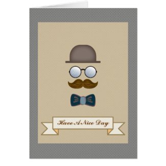 Top Hat, Moustache, Glasses and Bow Tie Greeting Cards