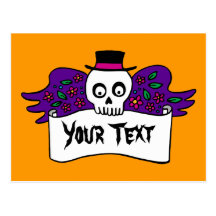Top Hat Skull Banner Post Card