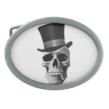 Top hat skull belt buckle