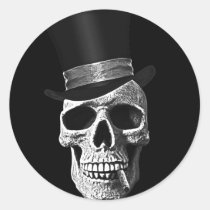 skull, bones, black, vintage, cool, skeleton, funny, rock, goth, sticker, hat, fun, gothic, unique, monster, fantasy, metal, cigar, original, Klistermærke med brugerdefineret grafisk design