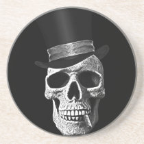 skull, urban, art, cool, vintage, top hat, dead, goth, cigar, t-shirt, tendency, bizarre, funny, fun, graffiti, graphic, class, design, bones, beverages, Coaster with custom graphic design