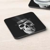 skull, funny, urban, cool, dead, goth, cork coaster, vintage, top hat, retro, [[missing key: type_fuji_coaste]] with custom graphic design
