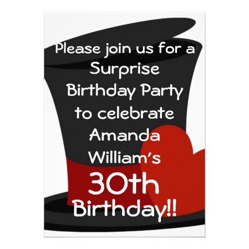 Top Hat Surprise Birthday Party Invitation