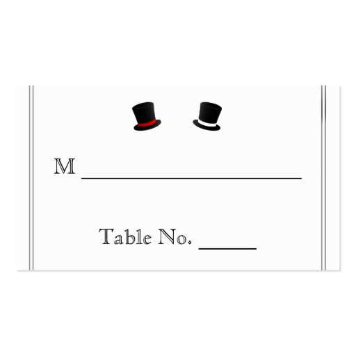 Top Hats and Bow Ties Gay Wedding Place Cards Business Card (front side)