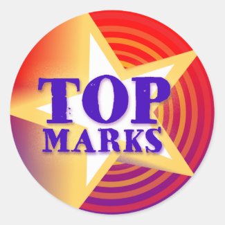 Top marks star sticker praise red/mauve
