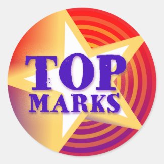 Top marks star sticker praise red/mauve