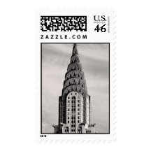 Top of the Chrysler Building NYC - B&W Postage Stamp