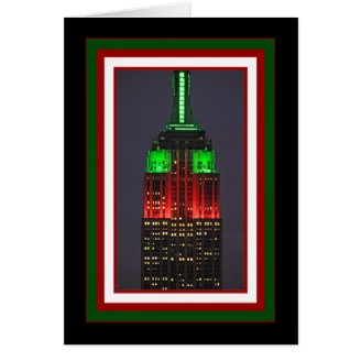 Top of the Empire State Building, Christmas Colors Greeting Card