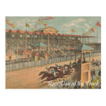 TOP Race Day at the Track Post Card