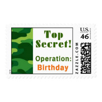 Top Secret Camoflage Party Postage postage by Musicat Top Secret Camoflage Party Postage postage