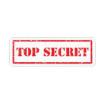 Top secret red distressed label