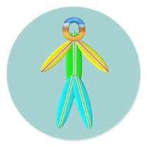 TOP Surfboard Man Round Sticker