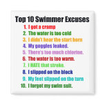 Top Ten Swimmers Excuses Refrigerator Magnet