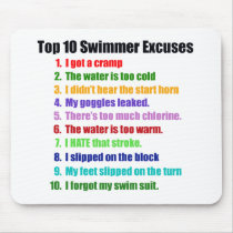 Top Ten Swimmers Excuses mousepads by swimtowin Top Ten Swimmers Excuses mousepads
