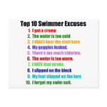 Top Ten Swimmers Excuses Postcards