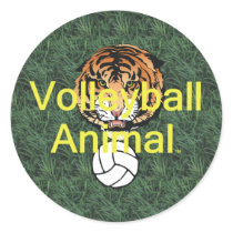 TOP Volleyball Animal Round Sticker