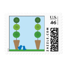 Topiaries and Tweets Postage Stamps