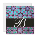 TOPKAPI BLUE  BLACK  DAMASK MONOGRAM pink green