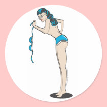 Topless beach babe pinup girl stickers