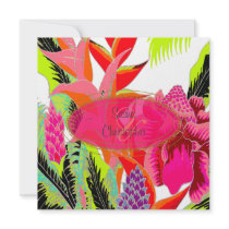 Torch Ginger+heliconia/Luau Wedding Personalized Invitations