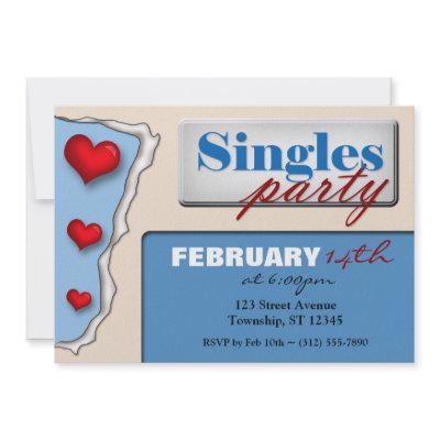 Torn Paper Hearts ~ Blue Singles Party Invitations by The_Valentine_Shoppe