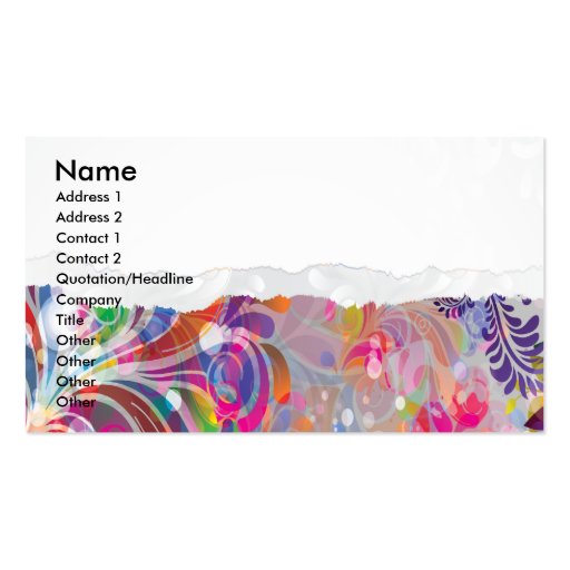 torn reto colorful abstract floral bliss business card templates (front side)