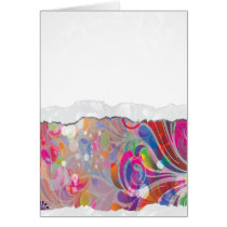 torn reto colorful abstract floral bliss greeting card