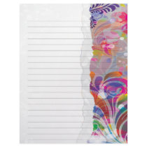 torn reto colorful abstract floral bliss letterhead design