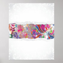 torn reto colorful abstract floral bliss posters