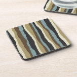 Torn Striped Pattern Cork Bottom Coasters (6)