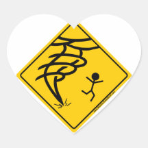 Tornado Warning Sign Heart Sticker