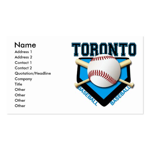 TORONTO BASEBALL BUSINESS CARDS (front side)