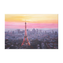 Torre Eiffel de París en la oscuridad Impresión En Lona Estirada