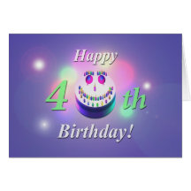 Torta sonriente del 40.o cumpleaños feliz tarjeton